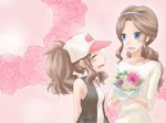  age_difference blue_eyes brown_hair flower mother_(pokemon) mother_and_daughter mother_bw_(pokemon) pokemon pokemon_(game) pokemon_bw touko_(pokemon) 