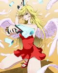  angel back_lace blush dress gun highres panty_&amp;_stocking_with_garterbelt panty_(character) panty_(psg) smile togisi_masamune weapon wings 