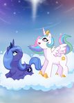  cloud crown cute equine female friendship_is_magic horns horse my_little_pony pony princess_celestia_(mlp) princess_luna_(mlp) space stars 
