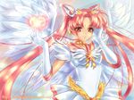  angel_wings bishoujo_senshi_sailor_moon bow brooch chibi_usa choker crescent double_bun earrings elbow_gloves facial_mark forehead_mark gloves hair_flip hair_ornament hairpin heart jewelry kaminary long_hair magic magical_girl multicolored multicolored_clothes multicolored_skirt older pink_hair pink_sailor_collar pleated_skirt red_eyes ribbon ribbon_choker sailor_chibi_moon sailor_collar sailor_senshi_uniform sidelocks skirt smile solo super_sailor_chibi_moon twintails white_gloves wings yellow_choker 