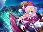  blonde_hair christmas game_cg meri_chri mikagami_mamizu night purple_eyes santa_costume seiya_mashiro whirlpool 