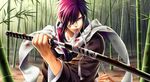  blood hakuouki_shinsengumi_kitan saitou_hajime samurai sword weapon 