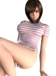  1girl 3d breasts female hinemaru original panties short_hair simple_background solo underwear white_background 