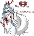  anthro blood demon female gore horn horns looking_at_viewer plain_background solo teeth temrin temrin_(character) white_background 