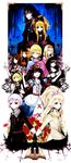  6+girls aohigeko book buranko_(marchen) castle church cross dornroschen elisabeth_von_wettin elyse flower highres idoko long_image marchen marchen_von_friedhof marz_von_ludowing moemoe3345 multiple_boys multiple_girls nun_(marchen) red_flower red_rose rose schneewittchen sound_horizon tall_image tettere 