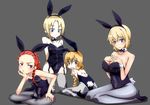  agnese_sanctis angelene animal_ears bare_shoulders blonde_hair blue_eyes braid breast_envy breasts bunny_ears bunny_girl bunny_tail bunnysuit cleavage flat_chest garter_straps highres kneeling large_breasts lucia_(index) multiple_girls orsola_aquinas pantyhose pink_hair short_hair sitting tail thighhighs to_aru_majutsu_no_index touryou 