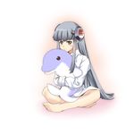  akane_(ar_tonelico) ar_tonelico ar_tonelico_iii bad_id bad_pixiv_id dolphin dress_shirt grey_hair hair_ornament nodoka_(artist) shirt sitting solo stuffed_animal stuffed_toy yellow_eyes 