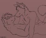  balls canine dog eskimo_kiss gay hushhusky line_art looking_at_each_other male penis piercing poking_out sheath 