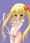  amatsuka_rikka baby_princess blonde_hair blue_eyes blush breasts cum ejaculation erection futanari long_hair masturbation muu_rian nipples penis rikka_(baby_princess) shirt_lift simple_background 