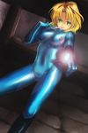  bad_id bad_pixiv_id blonde_hair bodysuit boots breasts card cecilia_lynne_adelhyde cosplay earrings gloves green_eyes hairband highres holding holding_card jewelry knee_boots large_breasts lips looking_at_viewer magic metroid navel piiko pointing red_hairband samus_aran samus_aran_(cosplay) short_hair smile solo wild_arms wild_arms_1 zero_suit 