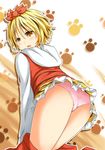  animal_print ass bad_id bad_pixiv_id black_hair blonde_hair chro hair_ornament hairband multicolored_hair no_pants panties pink_panties short_hair skirt skirt_pull solo tiger_print toramaru_shou touhou two-tone_hair underwear undressing yellow_eyes 