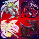  angemon angewomon bare_shoulders blonde_hair breasts chain chains devimon digimon digimon_adventure epic highres ladydevimon long_hair open_mouth teeth tongue wings 