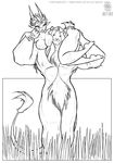  black_and_white breasts conditional_dnp feline female gazelle jollyjack lion male mammal monochrome nipples nude plain_background white_background 