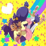  :d big_hair child dark_skin dual_persona holding_hands iris_(pokemon) multiple_girls open_mouth pokemon pokemon_(game) pokemon_bw purple_hair red_eyes smile suzumiyu time_paradox two_side_up 