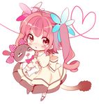  amezawa_koma blush bow drill_hair drooling heart holding original pink_hair solo tail 