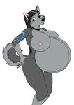  anthrofied balto_(film) belly big_belly big_breasts breasts canine dog female husky hyper hyper_belly hyper_pregnancy hyper_pregnant mammal nipples plain_background pregnant rana solo tattoo white_background 