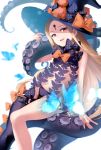  1girl abigail_williams_(fate/grand_order) bare_shoulders blonde_hair breasts fate/grand_order fate_(series) hair_over_one_eye hakka_(88hk88) hat keyhole long_hair panties red_eyes revealing_clothes ribbon small_breasts smile solo tentacle underwear very_long_hair witch_hat 