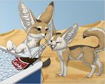 ambiguous_gender big_ears canine claws cola curled_tail desert drink dunes fennec feral fox ice icebox nude oliverfox paws sand smile straw tail wink 