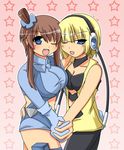  ass ass_grab blush breasts cleavage fuuro_(pokemon) gym_leader hand_holding holding_hands kamitsure_(pokemon) pokemon smile wink yuri 