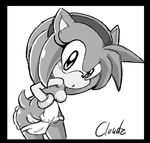  amy_rose anthro breasts clothing cloudz female greyscale looking_at_viewer monochrome panties pussy sega sonic_(series) sonic_team underwear 