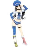  :d alternate_costume amputee bad_id bad_pixiv_id black_hair boots cabbie_hat full_body girl_with_golden_shoe groin hand_on_hip hat kin_no_kutsu_gin_no_kutsu long_hair masao midriff open_mouth original prosthesis shoes short_shorts shorts simple_background single_shoe single_thighhigh smile solo thigh_strap thighhighs yellow_eyes 