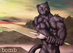  bomb_(artist) cat cute feline male muscles solo 