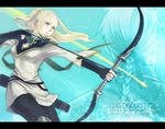  aiming arrow blonde_hair blue_eyes bow_(weapon) braid drawing_bow frown gloves holding holding_arrow holding_bow_(weapon) holding_weapon letterboxed outstretched_arm pixiv_fantasia pixiv_fantasia_5 ponytail sifuri solo weapon 