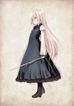  bad_id bad_pixiv_id blonde_hair boots dress kiran long_hair original solo sword weapon 