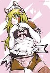  blush bulge crossdressing equine girly hair headband lucah maid maid_uniform male panties ribbons side-tie_panties solo underwear yellow_hair 