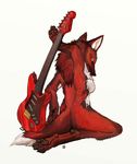  back canine female guitar handpaw kneeling maned_wolf nude paws pira red solo 