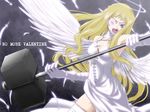  angel blonde_hair blue blue_eyes eyepatch gloves iga_tomoteru long_hair original valentine weapon white wings 