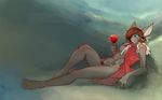  anklet belly_chain classy dress feline female glass nude open_shirt piercing reclining red relaxing solo tsampikos 