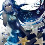  bad_id bad_pixiv_id bare_shoulders blue blue_eyes blue_hair constellation harp instrument long_hair nakbe original pentagram solo star very_long_hair 