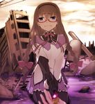  akemi_homura bad_id bad_pixiv_id black_hair clenched_teeth crying crying_with_eyes_open desert_eagle glasses gun handgun kaname_madoka long_hair mahou_shoujo_madoka_magica minatsuki_randoseru multiple_girls pantyhose pistol pov purple_eyes red-framed_eyewear ruins sad soul_gem spoilers tears teeth weapon 