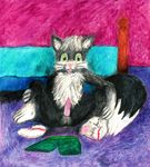  cute dirtyclosetent feline fuzzy male mammal pastel pastel_(art) penis poe skunk sock socks solo traditional_media 