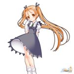  aliese_martini dress gloves jewelry long_hair nakajima_konta orange_eyes orange_hair solo summon_night summon_night_3 twintails 