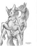  black_and_white breasts canine equine female fennec fox hooves horse male monochrome penetration penis pregnant pussy skyler_a_fennec straight 