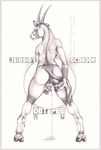  2007 anus breasts butt cup digitigrade drawing ecmajor female gemsbok got_milk? grazing_antelope greyscale holding_leg hooves horns nude oryx peeing pussy side_boob solo spread_legs spreading standing white_background wine_glass 