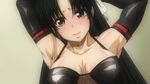  armpits arms_up bdsm black_hair blush brown_eyes chigusa_nana latex long_hair nana nana_to_kaoru skin_tight sweat 