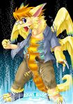  claws clothing coat ears edmol eyes eyewear flammie glasses pants shirt shoes solo tail teeth transformation wings 