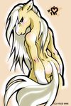  back brown_eyes equine hair horse long_hair long_white_hair looking_at_viewer lucah male soft solo standing tail white_hair 