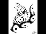  black_and_white canine monochrome tattoo tribal unknown_artist wolf 