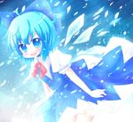  blue_eyes blue_hair cirno open_mouth solo touhou yuya_(minus-k) 