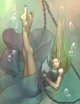  bad_id bad_pixiv_id barefoot blonde_hair bubble chain chained dress esukee feet long_hair original solo underwater 