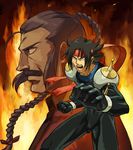  bodysuit domon_kasshu fire g_gundam gundam headband male male_focus manly master_asia sanesu scar serious 