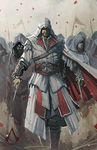  army assassin's_creed:_brotherhood assassin's_creed_(series) assassin's_creed_ii belt blade boots cape ezio_auditore_da_firenze hidden_blade hood longai solo_focus strap vambraces weapon 