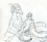  cheetah couple dragon entwined feline female male rukis scalie sketch straight 