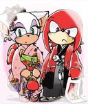  bat japanese_clothing kimono knuckles_the_echidna rouge_the_bat sonic_(series) urahyu 