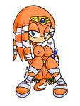  2006 antro anus blue_eyes breasts butt echidna female gloves hair headband looking_at_viewer mobian nude orange orange_hair praiz pussy sitting solo sonic_(series) tail tikal_the_echidna 