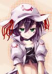  choker green_eyes hat highres merry_nightmare midriff murachiki navel purple_hair smile smug solo yumekui_merry 